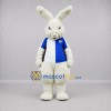 Custom White and Blue Rabbit Mascot Costume Adult Full Body Suit for Sports Events Custom White and Blue Rabbit Mascot Costume Adult Full Body Suit for Sports Events