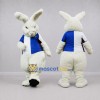 Custom White and Blue Rabbit Mascot Costume Adult Full Body Suit for Sports Events Custom White and Blue Rabbit Mascot Costume Adult Full Body Suit for Sports Events