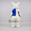 Custom White and Blue Rabbit Mascot Costume Adult Full Body Suit for Sports Events Custom White and Blue Rabbit Mascot Costume Adult Full Body Suit for Sports Events