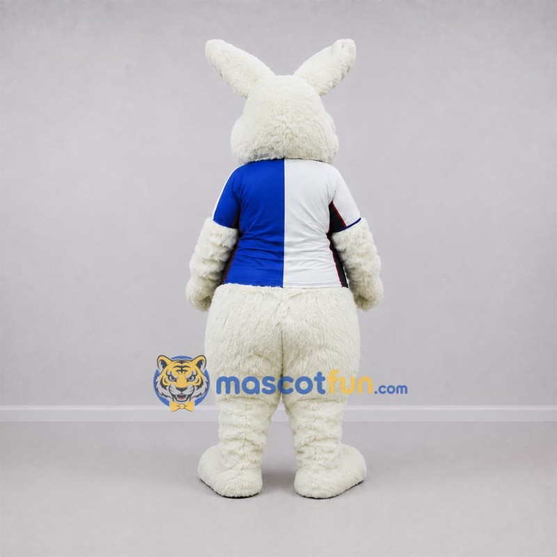 Custom White and Blue Rabbit Mascot Costume Adult Full Body Suit for Sports Events Custom White and Blue Rabbit Mascot Costume Adult Full Body Suit for Sports Events
