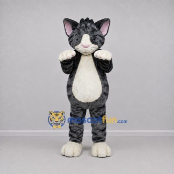 Custom Gray and White Tabby Cat Mascot Costume Adult Full Body Suit for Pet Events