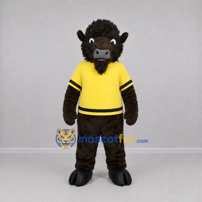 Custom Brown and Yellow Bison Mascot Costume Adult Full Body Suit for Sports Events Custom Brown and Yellow Bison Mascot Costume Adult Full Body Suit for Sports Events