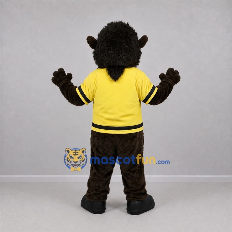 Custom Brown and Yellow Bison Mascot Costume Adult Full Body Suit for Sports Events Custom Brown and Yellow Bison Mascot Costume Adult Full Body Suit for Sports Events