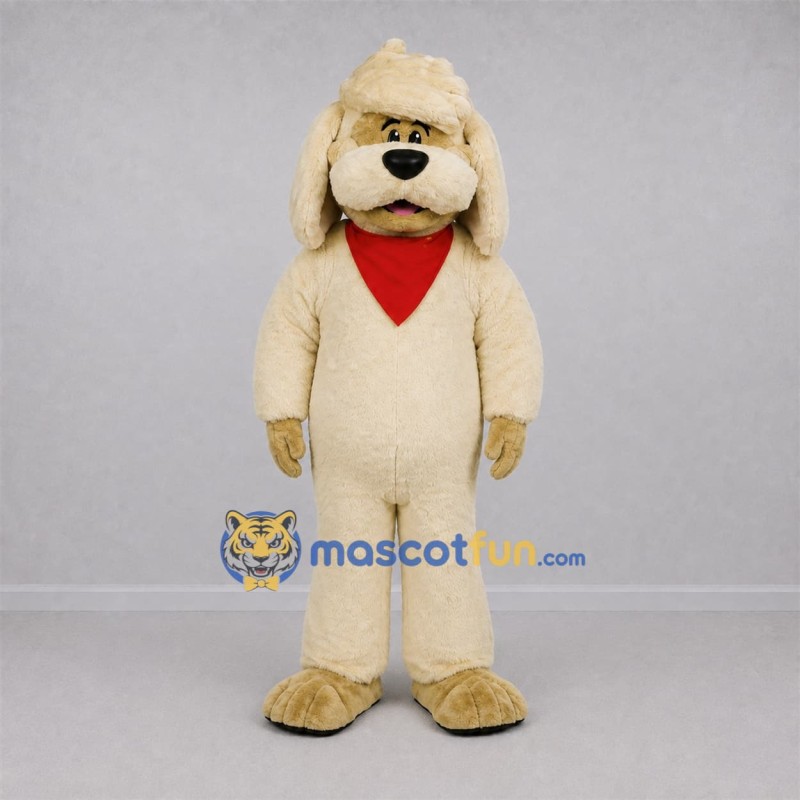 Custom Cream and Red Dog Mascot Costume Adult Full Body Suit for School Events Custom Cream and Red Dog Mascot Costume Adult Full Body Suit for School Events
