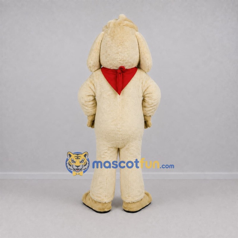 Custom Cream and Red Dog Mascot Costume Adult Full Body Suit for School Events Custom Cream and Red Dog Mascot Costume Adult Full Body Suit for School Events