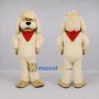 Custom Cream and Red Dog Mascot Costume Adult Full Body Suit for School Events
