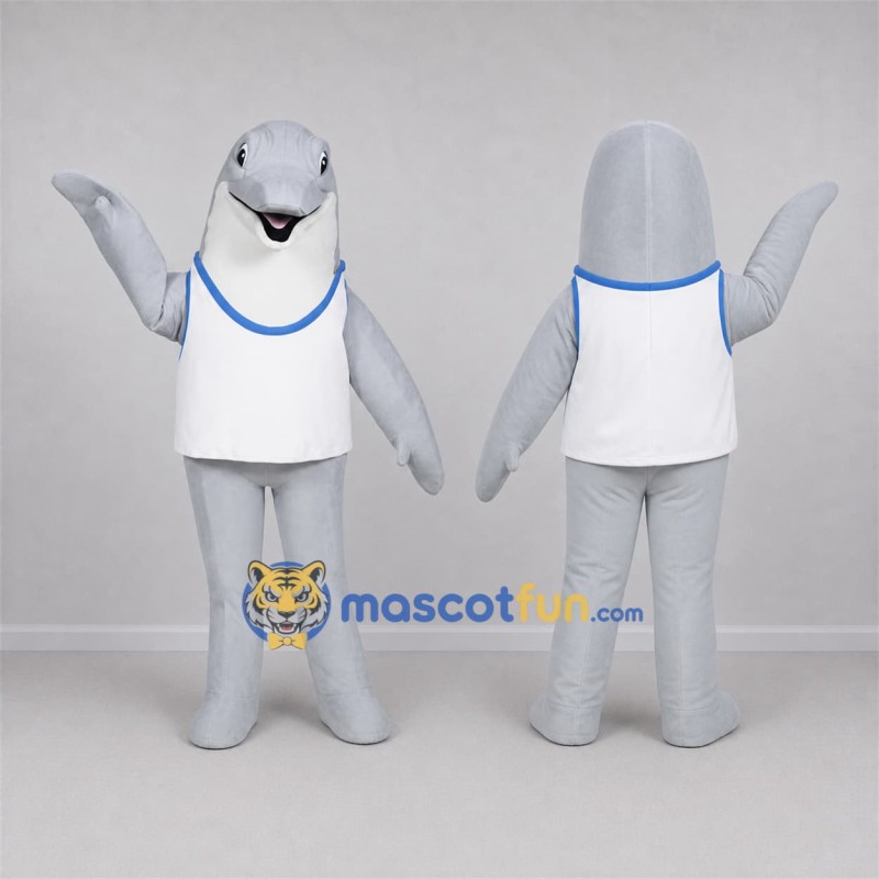 Custom Gray and White Dolphin Mascot Costume Adult Full Body Suit for Marine Events Custom Gray and White Dolphin Mascot Costume Adult Full Body Suit for Marine Events