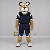 Custom Tan and Navy Blue Cougar Mascot Costume Adult Full Body Suit for Football Games