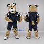Custom Tan and Navy Blue Cougar Mascot Costume Adult Full Body Suit for Football Games