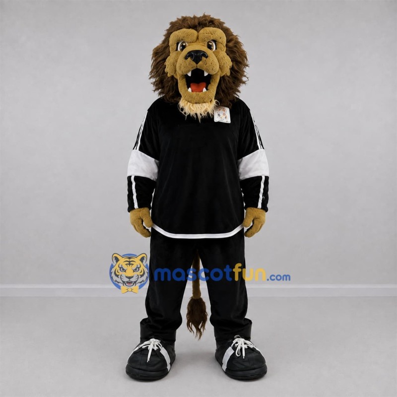 Custom Tan and Black Lion Mascot Costume Adult Full Body Suit for Sports Events