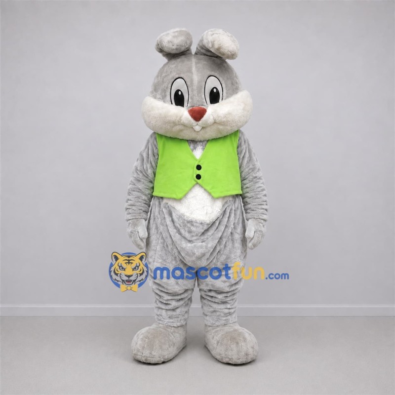 Custom Gray and Green Easter Bunny Mascot Costume Adult Full Body Suit for Easter Egg Hunts Custom Gray and Green Easter Bunny Mascot Costume Adult Full Body Suit for Easter Egg Hunts