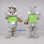 Custom Gray and Green Easter Bunny Mascot Costume Adult Full Body Suit for Easter Egg Hunts