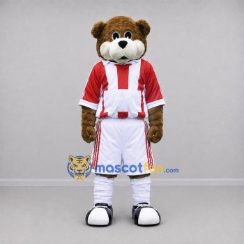 Custom Brown and Red Bear Mascot Costume Adult Full Body Suit for Sports Events
