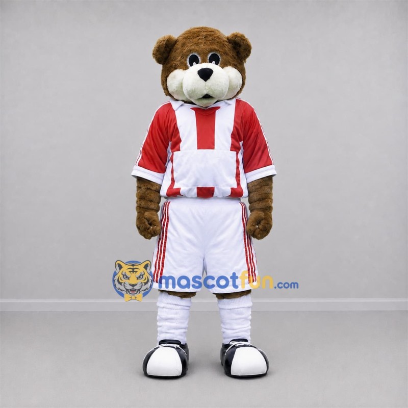 Custom Brown and Red Bear Mascot Costume Adult Full Body Suit for Sports Events Custom Brown and Red Bear Mascot Costume Adult Full Body Suit for Sports Events