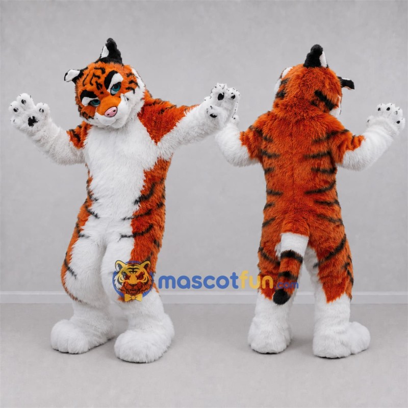 Custom Orange and White Tiger Mascot Costume Adult Full Body Suit for Jungle Events Custom Orange and White Tiger Mascot Costume Adult Full Body Suit for Jungle Events