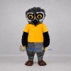 Custom Gray and Yellow Owl Mascot Costume Adult Full Body Suit for School Events