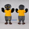 Custom Gray and Yellow Owl Mascot Costume Adult Full Body Suit for School Events