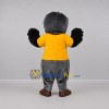 Custom Gray and Yellow Owl Mascot Costume Adult Full Body Suit for School Events