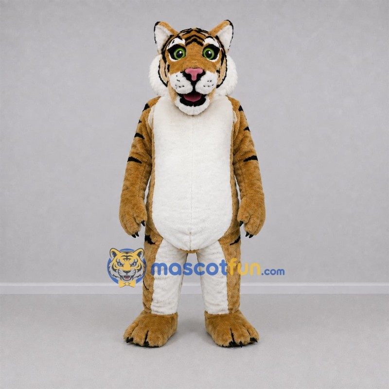 Custom Tan and White Tiger Mascot Costume Adult Full Body Suit for Wildlife Events Custom Tan and White Tiger Mascot Costume Adult Full Body Suit for Wildlife Events