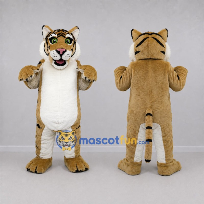 Custom Tan and White Tiger Mascot Costume Adult Full Body Suit for Wildlife Events Custom Tan and White Tiger Mascot Costume Adult Full Body Suit for Wildlife Events