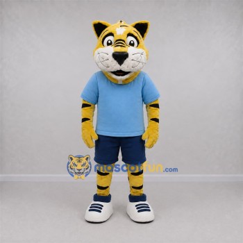 Custom Yellow and Blue Tiger Mascot Costume Adult Full Body Suit for Sports Events Custom Yellow and Blue Tiger Mascot Costume Adult Full Body Suit for Sports Events