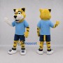Custom Yellow and Blue Tiger Mascot Costume Adult Full Body Suit for Sports Events