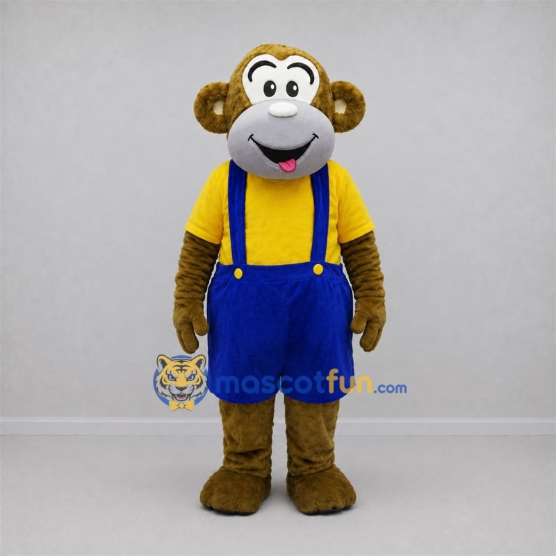 Custom Brown and Yellow Monkey Mascot Costume Adult Full Body Suit for School Events Custom Brown and Yellow Monkey Mascot Costume Adult Full Body Suit for School Events