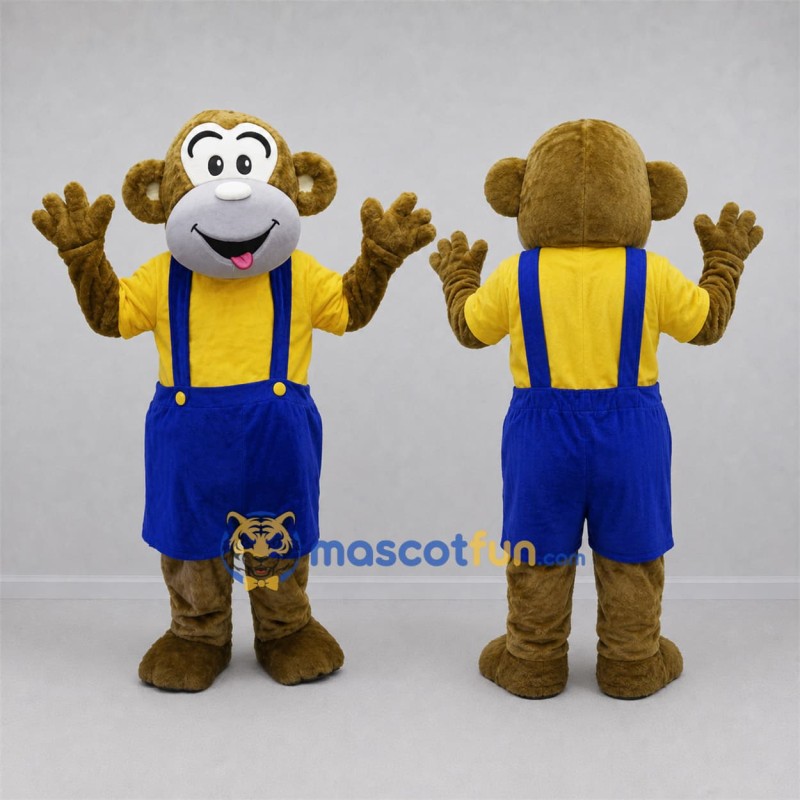 Custom Brown and Yellow Monkey Mascot Costume Adult Full Body Suit for School Events Custom Brown and Yellow Monkey Mascot Costume Adult Full Body Suit for School Events
