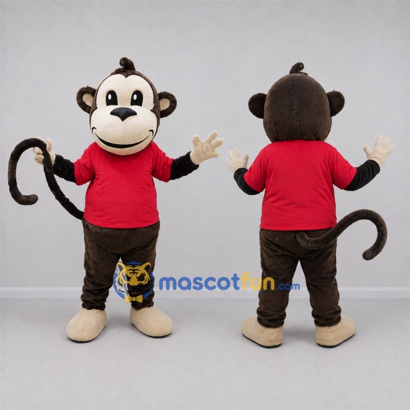 Custom Brown and Red Monkey Mascot Costume Adult Full Body Suit for Jungle Events Custom Brown and Red Monkey Mascot Costume Adult Full Body Suit for Jungle Events