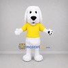 Custom White and Yellow Dog Mascot Costume Adult Full Body Suit for School Events