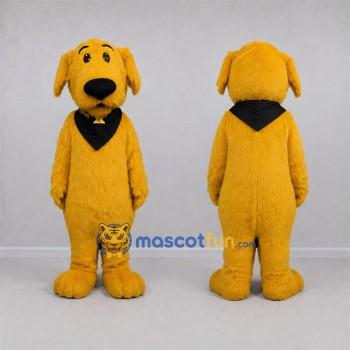 Custom Golden Yellow and Black Dog Mascot Costume Adult Full Body Suit for School Events