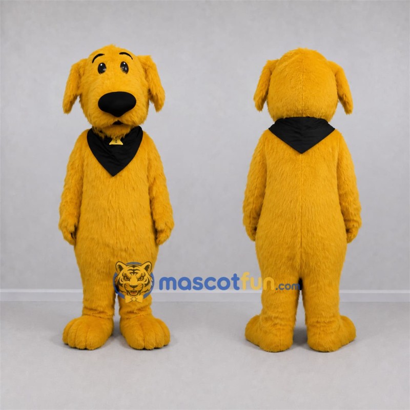 Custom Golden Yellow and Black Dog Mascot Costume Adult Full Body Suit for School Events Custom Golden Yellow and Black Dog Mascot Costume Adult Full Body Suit for School Events