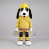 Custom White and Yellow Firefighter Dog Mascot Costume Adult Full Body Suit for Safety Awareness Events Custom White and Yellow Firefighter Dog Mascot Costume Adult Full Body Suit for Safety Awareness Events