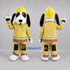 Custom White and Yellow Firefighter Dog Mascot Costume Adult Full Body Suit for Safety Awareness Events