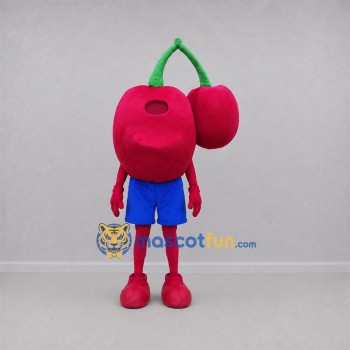 Custom Red and Green Cherries Mascot Costume Adult Full Body Suit for Food Festivals Custom Red and Green Cherries Mascot Costume Adult Full Body Suit for Food Festivals