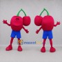 Custom Red and Green Cherries Mascot Costume Adult Full Body Suit for Food Festivals