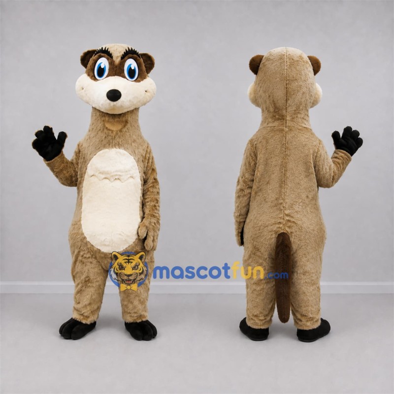Custom Tan and Brown Meerkat Mascot Costume Adult Full Body Suit for Wildlife Events Custom Tan and Brown Meerkat Mascot Costume Adult Full Body Suit for Wildlife Events