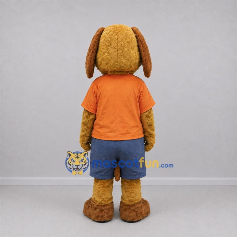 Custom Tan and Orange Dog Mascot Costume Adult Full Body Suit for School Events Custom Tan and Orange Dog Mascot Costume Adult Full Body Suit for School Events