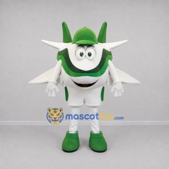 Custom White and Green Airplane Mascot Costume Adult Full Body Suit for Aviation Events Custom White and Green Airplane Mascot Costume Adult Full Body Suit for Aviation Events