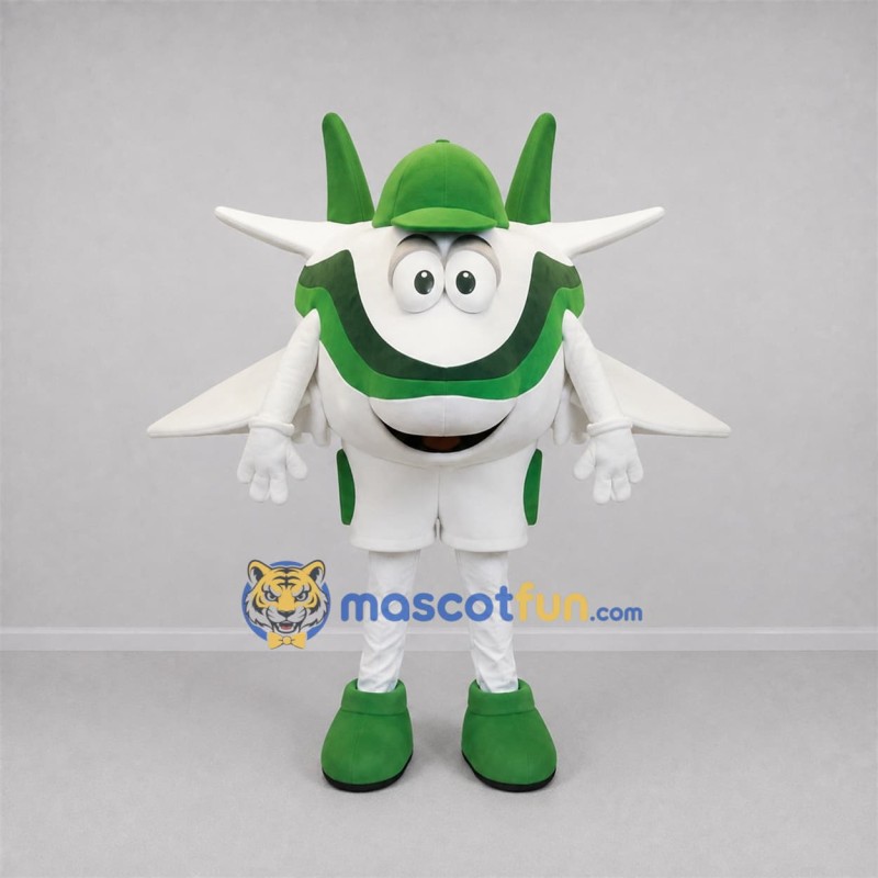 Custom White and Green Airplane Mascot Costume Adult Full Body Suit for Aviation Events Custom White and Green Airplane Mascot Costume Adult Full Body Suit for Aviation Events