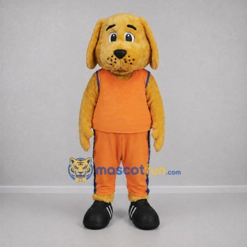 Custom Golden Yellow and Orange Dog Mascot Costume Adult Full Body Suit for Sports Events