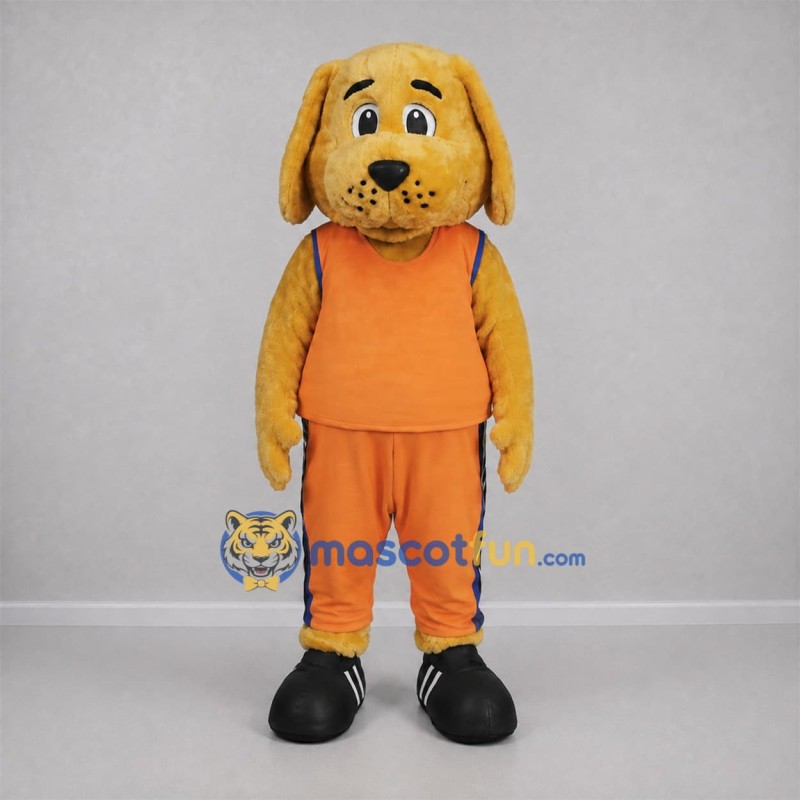Custom Golden Yellow and Orange Dog Mascot Costume Adult Full Body Suit for Sports Events Custom Golden Yellow and Orange Dog Mascot Costume Adult Full Body Suit for Sports Events