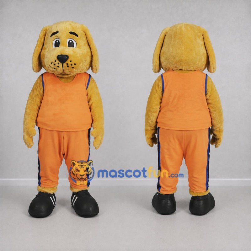 Custom Golden Yellow and Orange Dog Mascot Costume Adult Full Body Suit for Sports Events Custom Golden Yellow and Orange Dog Mascot Costume Adult Full Body Suit for Sports Events