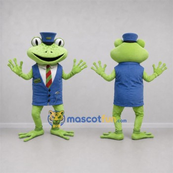 Custom Green and Blue Frog Mascot Costume Adult Full Body Suit for School Events