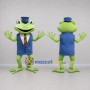 Custom Green and Blue Frog Mascot Costume Adult Full Body Suit for School Events