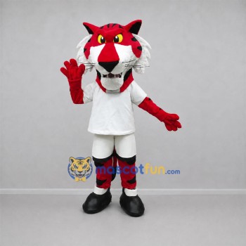 Custom Red and White Tiger Mascot Costume Adult Full Body Suit for Sports Events