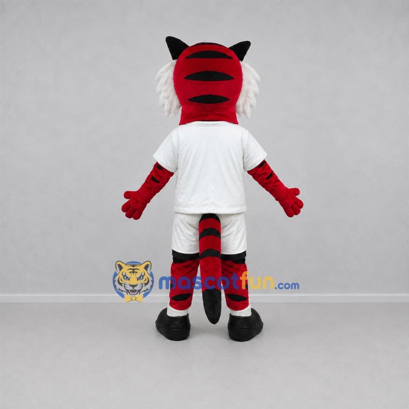 Custom Red and White Tiger Mascot Costume Adult Full Body Suit for Sports Events Custom Red and White Tiger Mascot Costume Adult Full Body Suit for Sports Events