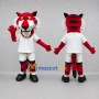 Custom Red and White Tiger Mascot Costume Adult Full Body Suit for Sports Events