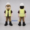 Custom Yellow and Brown Construction Worker Mascot Costume Adult Full Body Suit for Safety Awareness Events