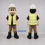 Custom Yellow and Brown Construction Worker Mascot Costume Adult Full Body Suit for Safety Awareness Events